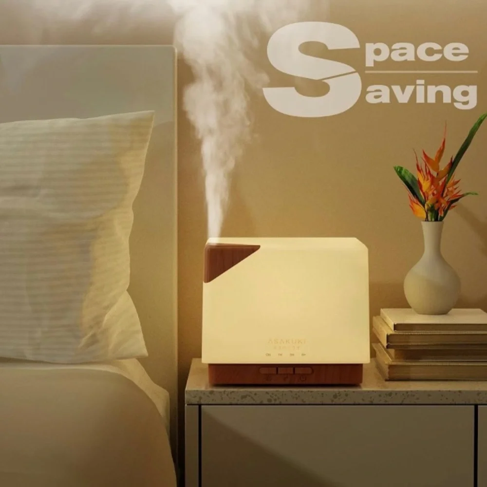 NIB Square White and Light Wood Essential Oil Diffuser